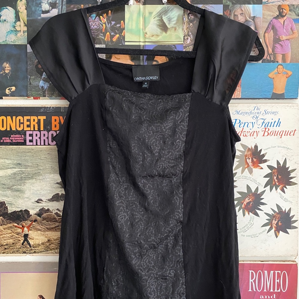 Y2K black sequence shirt